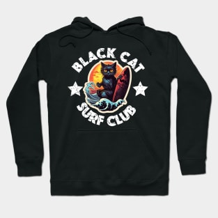 Black Cat Surf Club (White Lettering) Hoodie